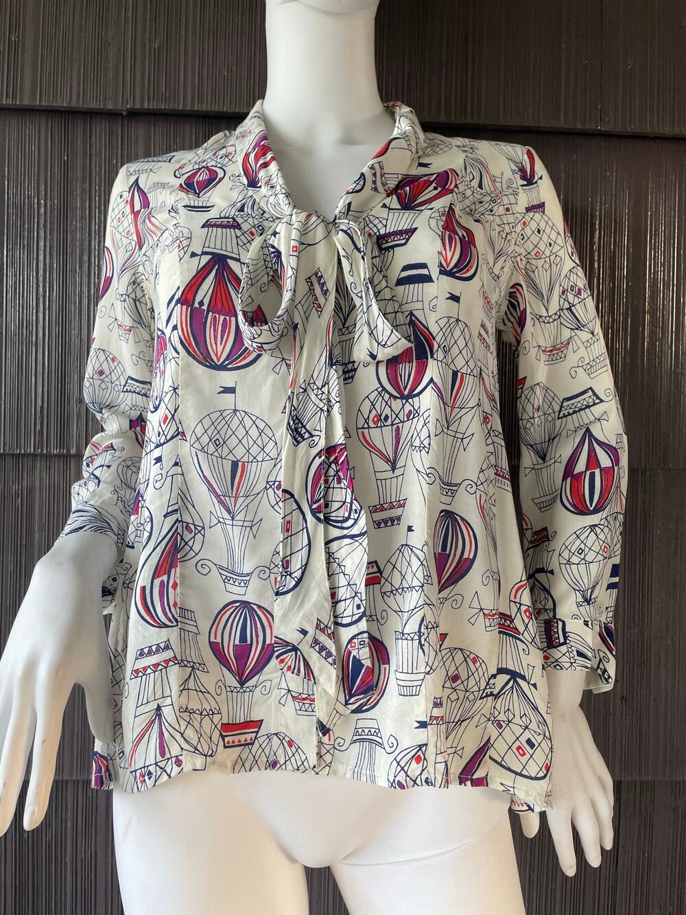 🔥Conversation Anthropologie Hot Air Ballon Button Blouse Novelty Preppy Artsy